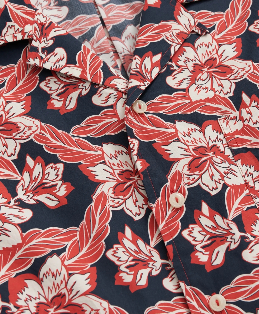 Cotton Short Sleeve Camp Collar Shirt In Voyager Print, image 2