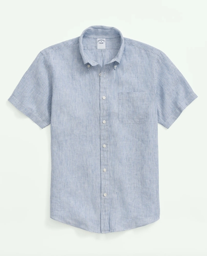 Irish Linen Short Sleeve Candy Striped Sport Shirt, image 1