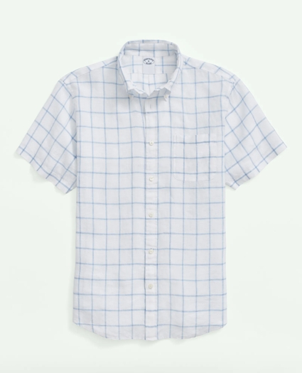 Irish Linen Short Sleeve Plaid Sport Shirt, image 1