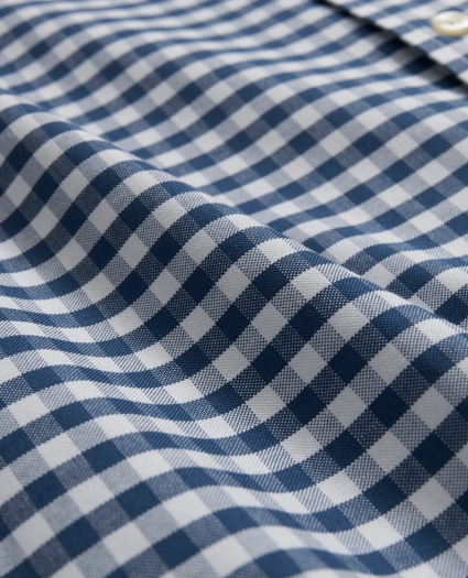 Stretch  Cotton Non-Iron Oxford Polo Button Down Collar, Gingham Short-Sleeve Shirt, image 3