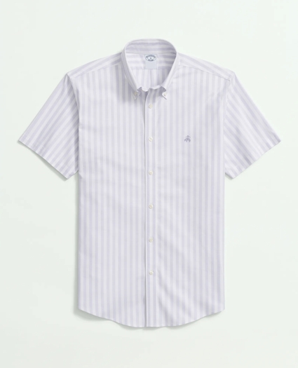 Stretch  Cotton Non-Iron Oxford Polo Button Down Collar, Striped Short-Sleeve Shirt, image 1