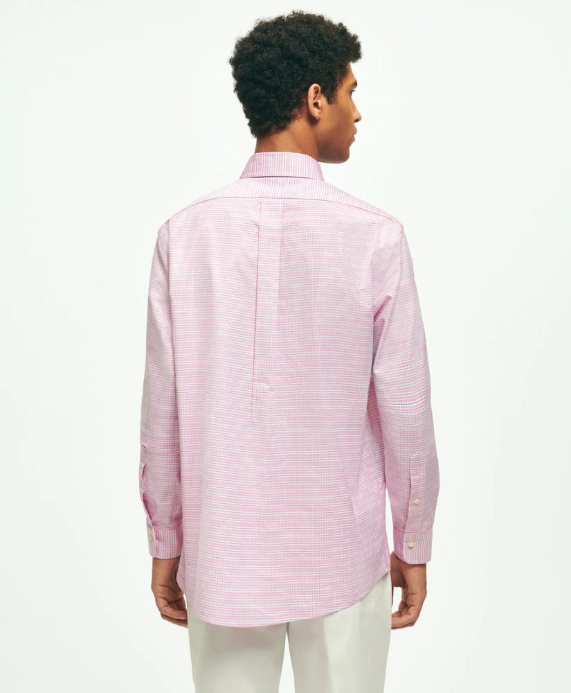Stretch Cotton Non-Iron Oxford Polo Button Down Collar, Checked Shirt, image 3