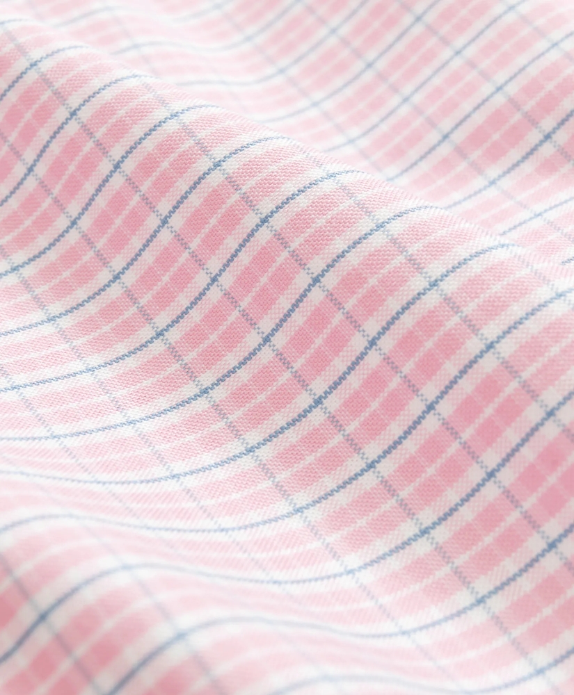 Stretch Cotton Non-Iron Oxford Polo Button Down Collar, Checked Shirt, image 5