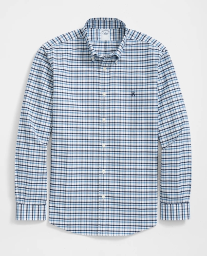 Stretch Cotton Non-Iron Oxford Polo Button Down Collar, Double-Check Shirt, image 1