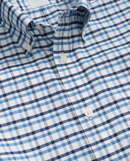 Stretch Cotton Non-Iron Oxford Polo Button Down Collar, Double-Check Shirt, image 2