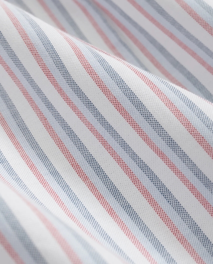 Stretch Cotton Non-Iron Oxford Polo Button Down Collar, Triple Stripe Shirt, image 3