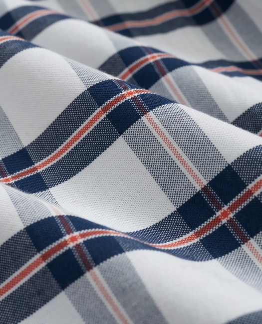 Stretch Cotton Non-Iron Oxford Polo Button Down Collar, Bold Check Shirt