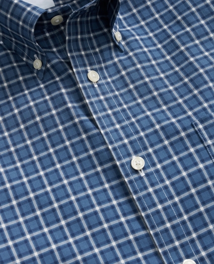 Stretch Supima® Cotton Non-Iron Oxford Polo Button Down Collar Windowpane Shirt, image 2