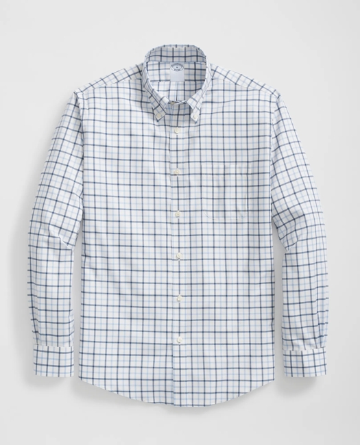 Stretch Supima® Cotton Non-Iron Twill Polo Button Down Collar Windowpane Shirt
