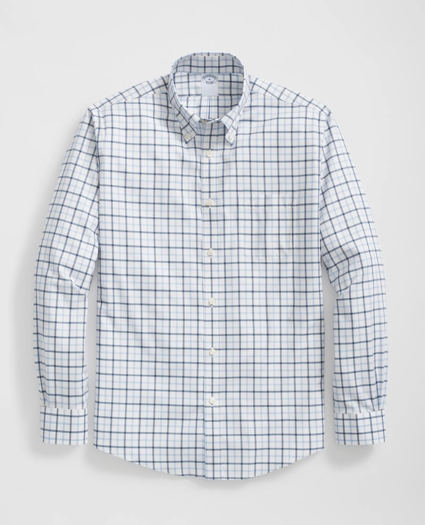 Stretch Supima® Cotton Non-Iron Twill Polo Button Down Collar Windowpane Shirt, image 1