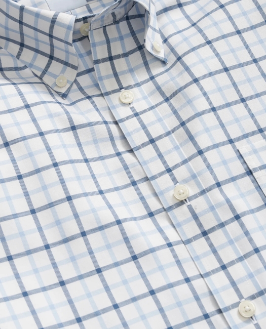 Stretch Supima® Cotton Non-Iron Twill Polo Button Down Collar Windowpane Shirt
