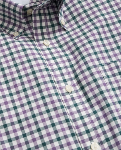 Stretch Supima® Cotton Non-Iron Twill Polo Button Down Collar Checked Shirt, image 2