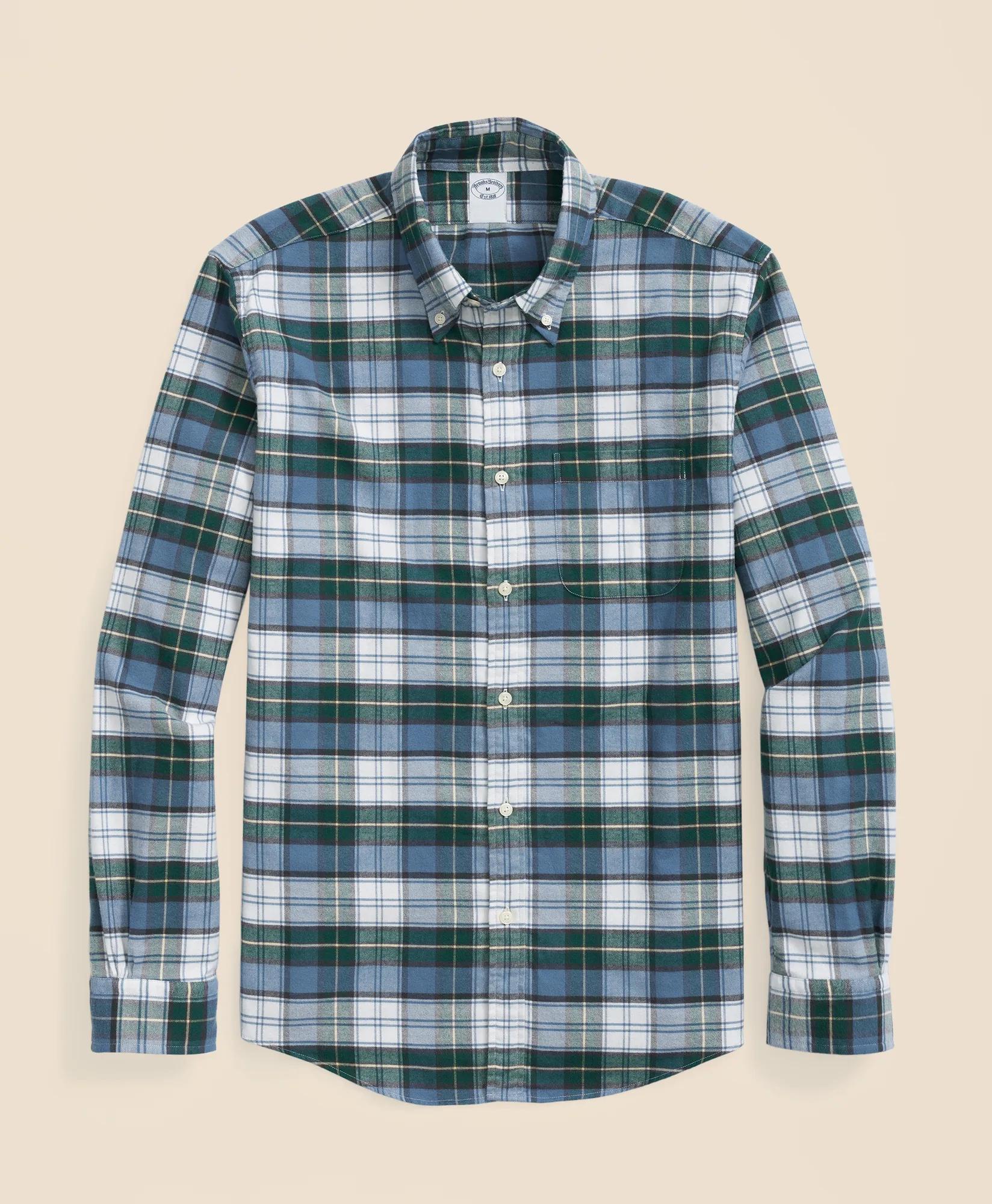 Portuguese Flannel Polo Button Down Collar, Tartan Shirt, image 1