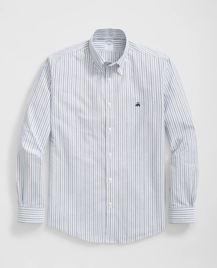 Stretch Cotton Non-Iron Oxford Polo Button Down Collar Multi Striped Shirt, image 1