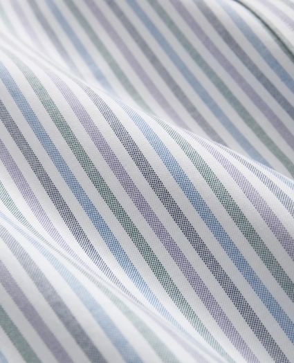 Stretch Cotton Non-Iron Oxford Polo Button Down Collar Multi Striped Shirt, image 3