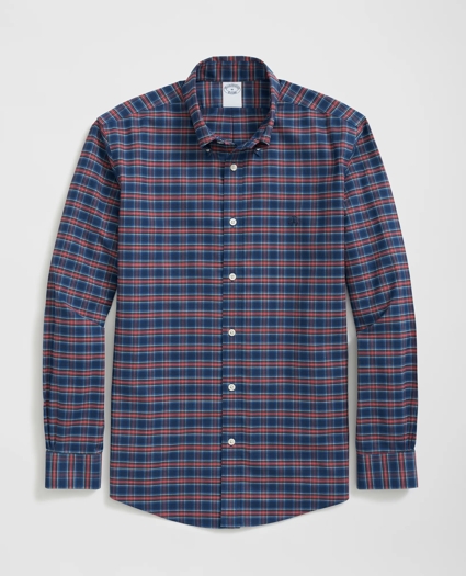 Stretch Cotton Non-Iron Oxford Polo Button Down Collar, Tartan Shirt, image 1