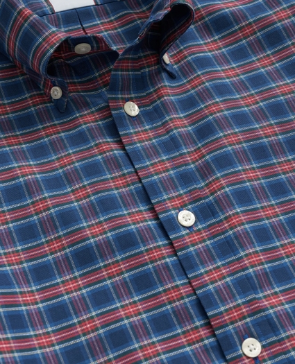 Stretch Cotton Non-Iron Oxford Polo Button Down Collar, Tartan Shirt, image 2