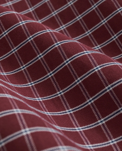 Stretch Cotton Non-Iron Oxford Polo Button Down Collar, Windowpane Shirt, image 3