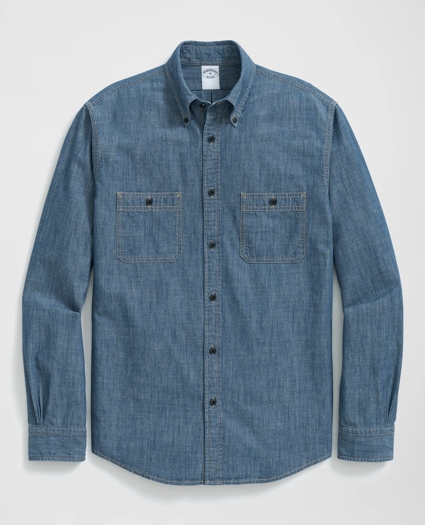 Work Shirt in Indigo Cotton Chambray, image 1