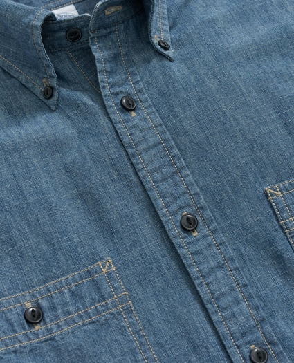 Work Shirt in Indigo Cotton Chambray, image 2