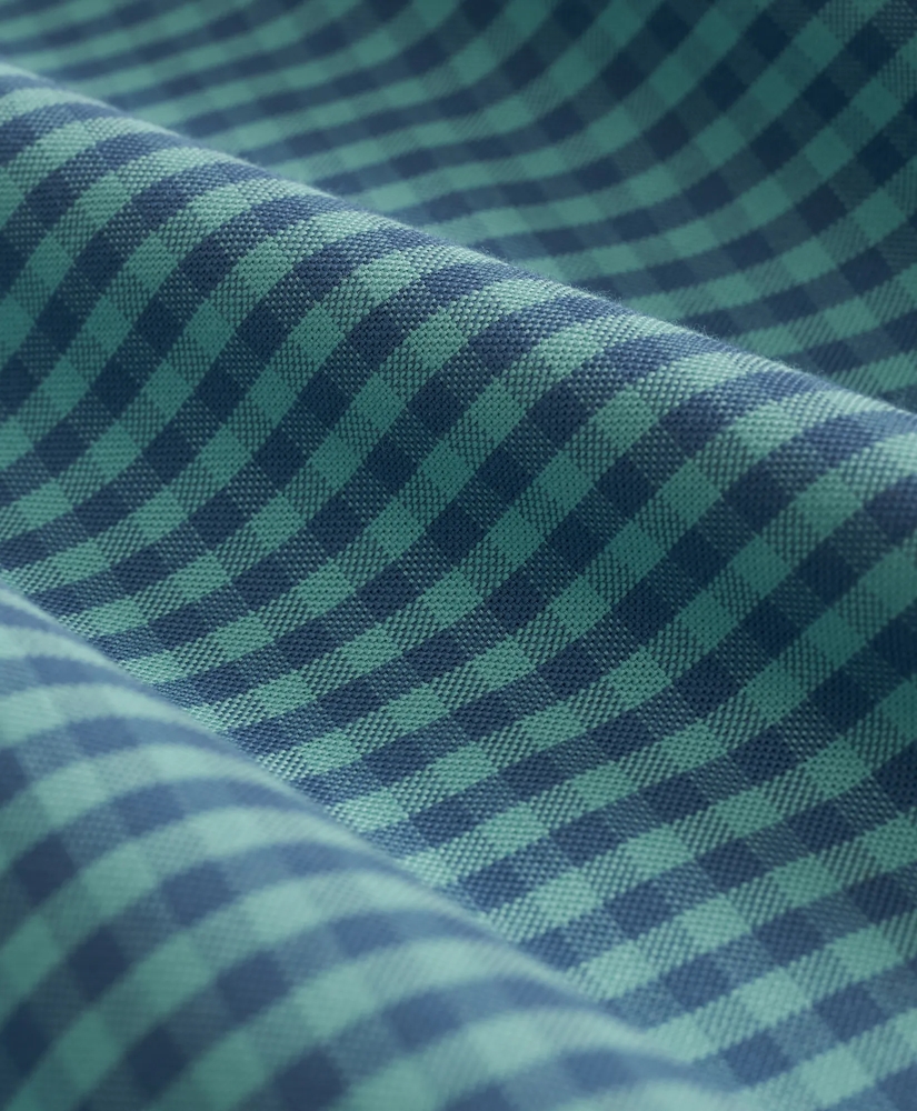 Stretch Cotton Non-Iron Oxford Polo Button Down Collar, Gingham Short-Sleeve Shirt, image 3