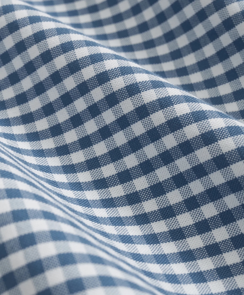 Stretch Cotton Non-Iron Oxford Polo Button Down Collar, Gingham Short-Sleeve Shirt, image 3