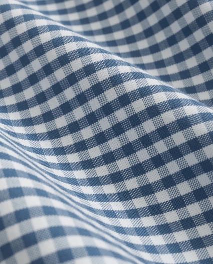 Stretch Cotton Non-Iron Oxford Polo Button Down Collar, Gingham Short-Sleeve Shirt, image 3