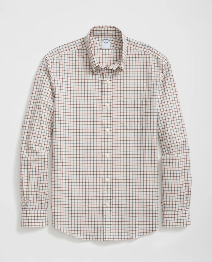 Luxe Cotton Twill Polo Button Down Collar, Windowpane Shirt, image 1