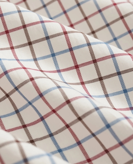 Luxe Cotton Twill Polo Button Down Collar, Windowpane Shirt, image 3