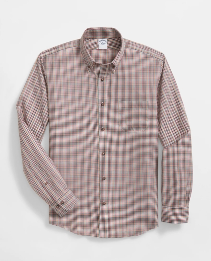 Luxe Cotton Twill Polo Button Down Collar, Mini Checked Shirt, image 1