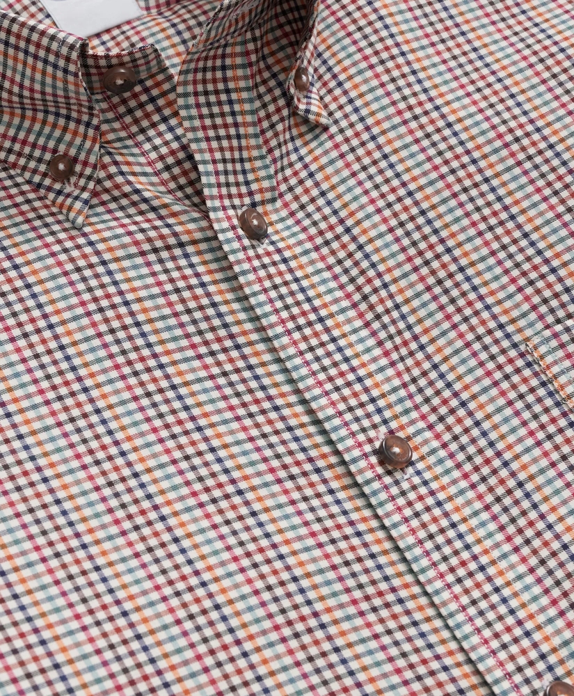 Luxe Cotton Twill Polo Button Down Collar, Mini Checked Shirt, image 2