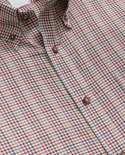 Luxe Cotton Twill Polo Button Down Collar, Mini Checked Shirt, image 2