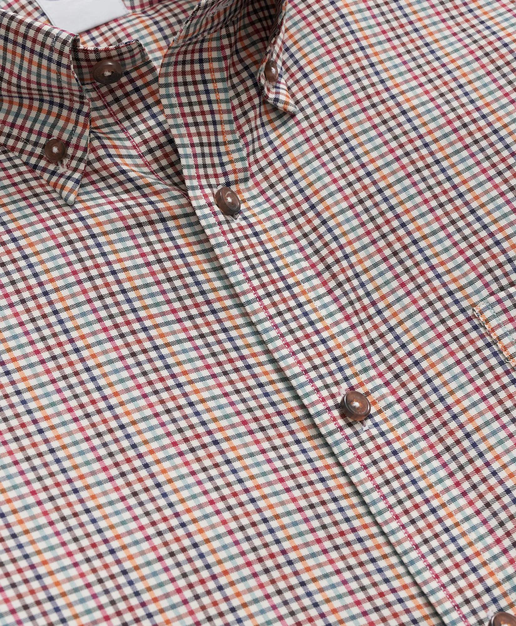 Luxe Cotton Twill Polo Button Down Collar, Mini Checked Shirt, image 2