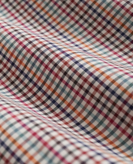 Luxe Cotton Twill Polo Button Down Collar, Mini Checked Shirt, image 3