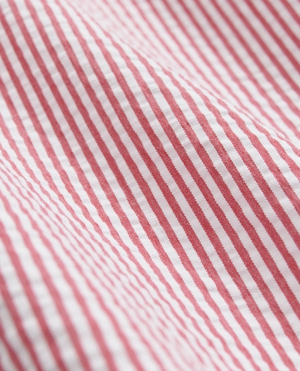 Washed Cotton Seersucker Button-Down Collar, Stripe Short-Sleeve Sport Shirt, image 3