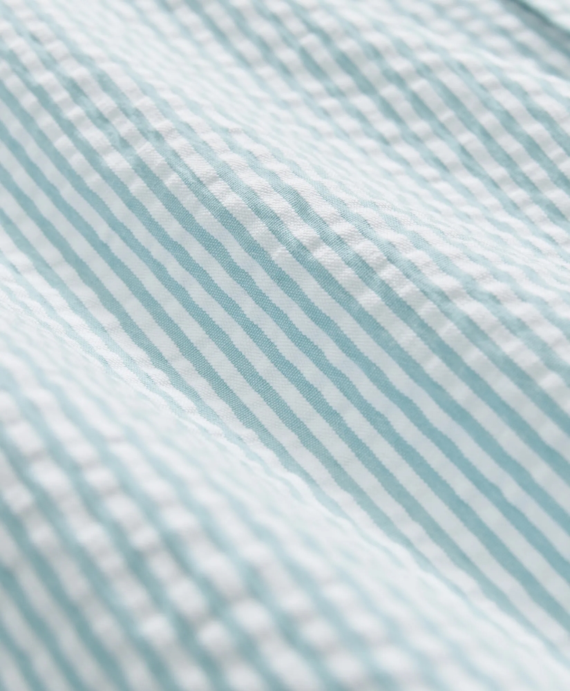 Washed Cotton Seersucker Button-Down Collar, Stripe Sport Shirt, image 3