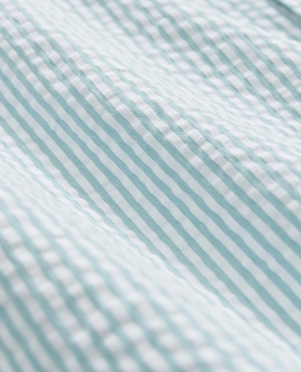 Washed Cotton Seersucker Button-Down Collar, Stripe Sport Shirt, image 3