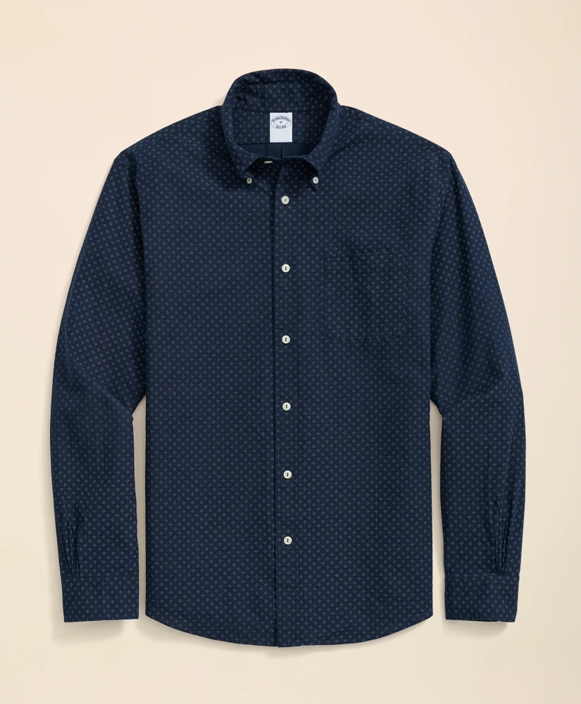 Cotton Sport Shirt in Indigo Dot Print