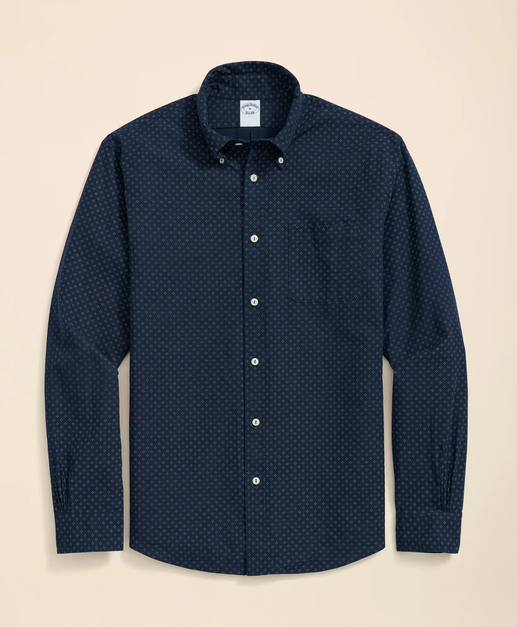 Cotton Sport Shirt in Indigo Dot Print