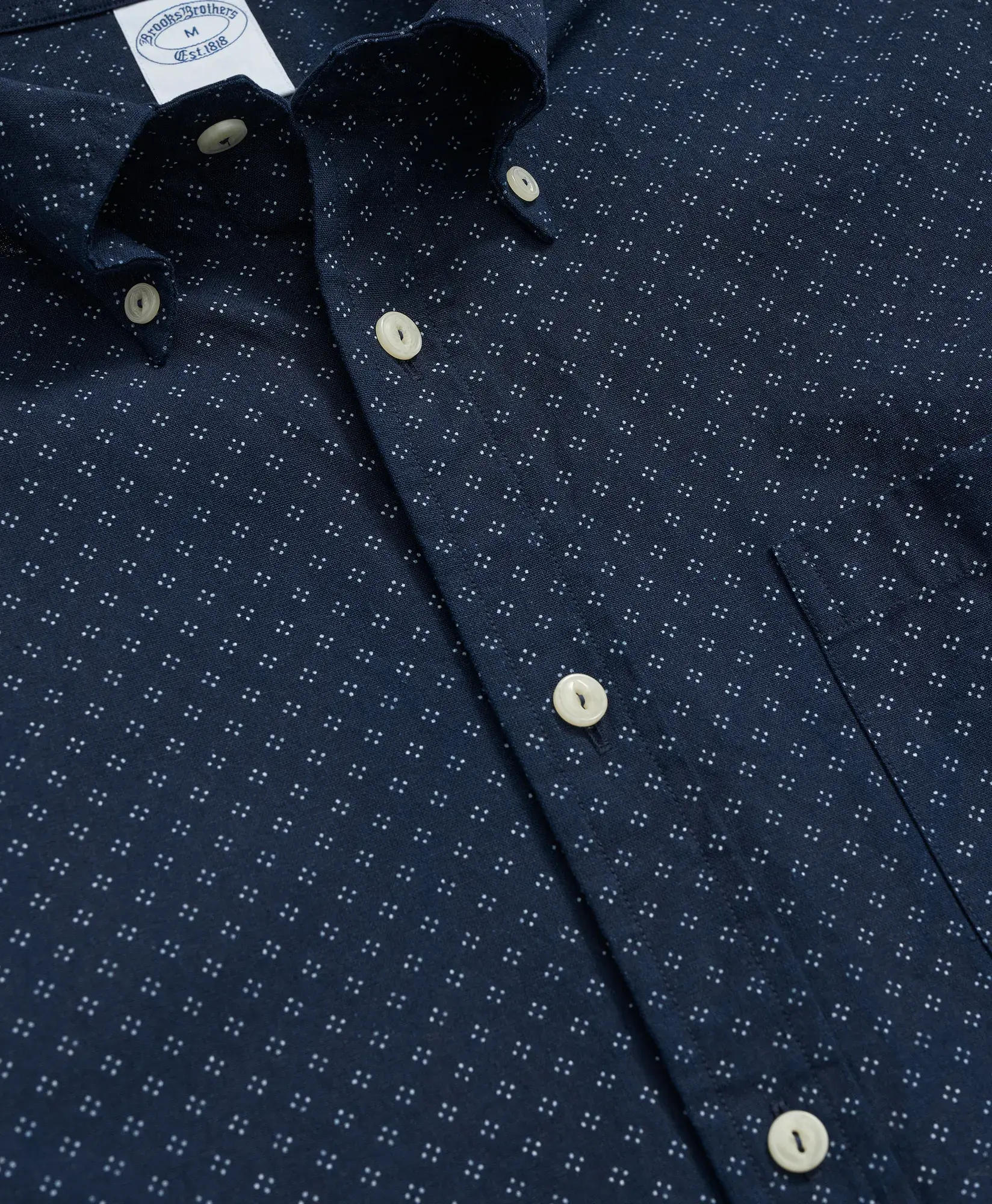 Cotton Sport Shirt in Indigo Dot Print