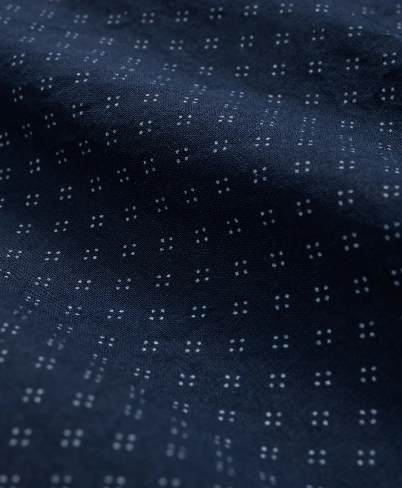 Cotton Sport Shirt in Indigo Dot Print