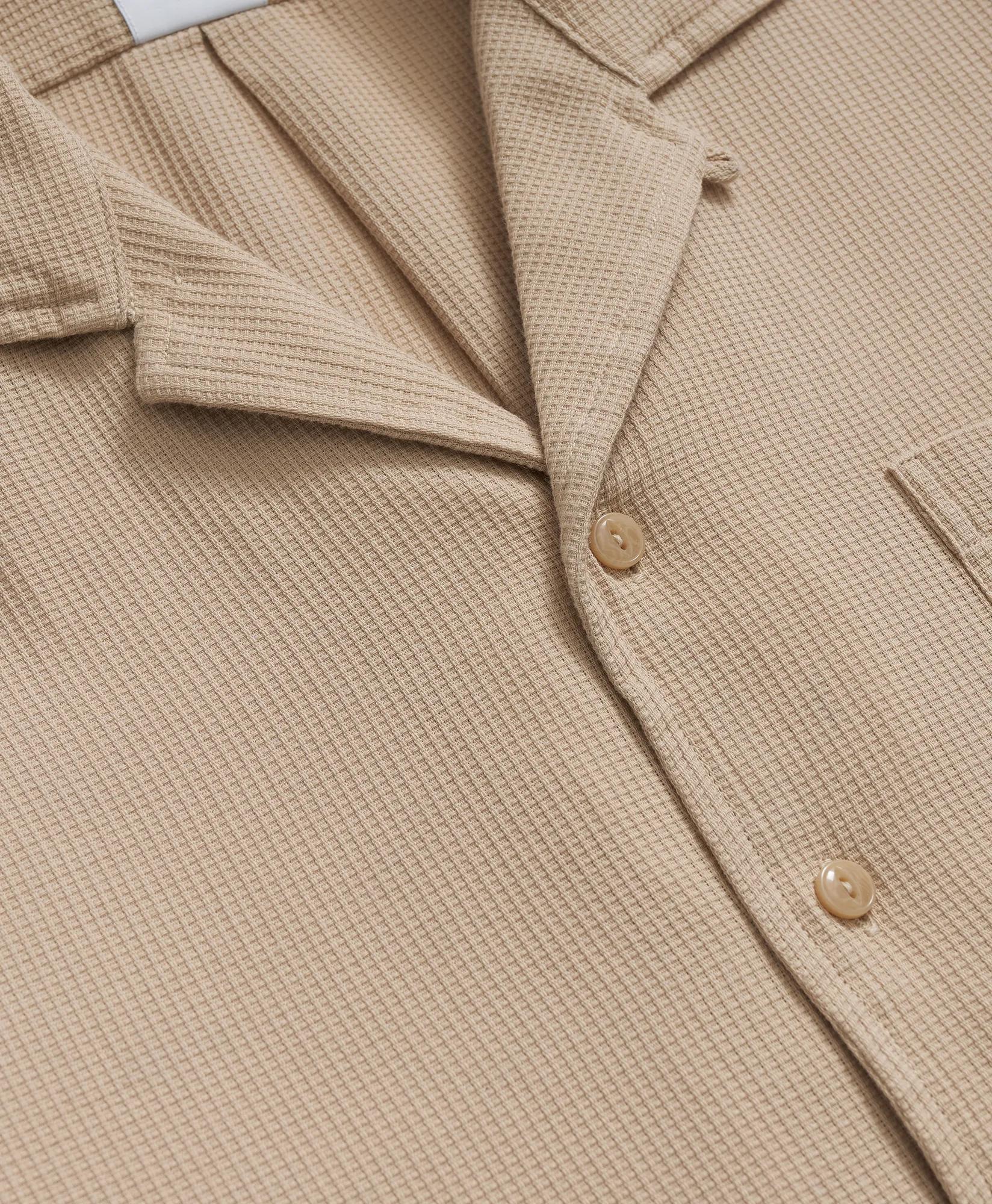 Cotton Camp Collar, Waffle Weave Short-Sleeve Shirt, image 2