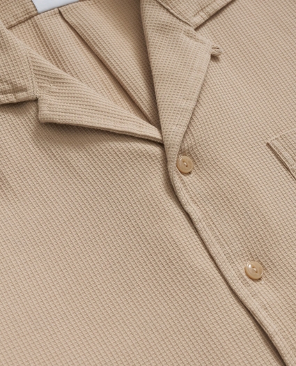 Cotton Camp Collar, Waffle Weave Short-Sleeve Shirt, image 2