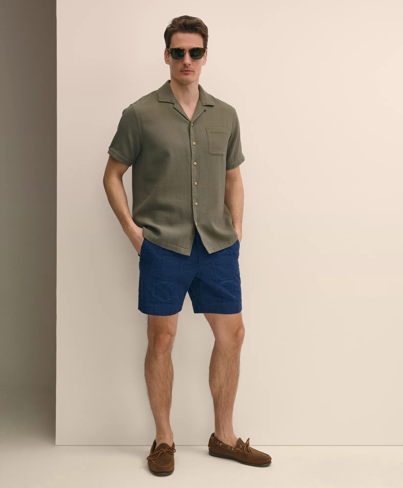Cotton Camp Collar, Waffle Weave Short-Sleeve Shirt, image 2