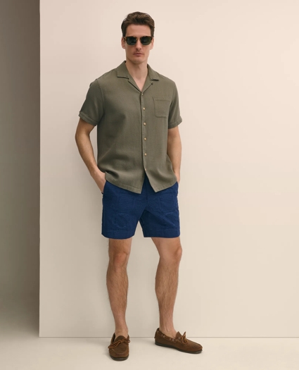 Cotton Camp Collar, Waffle Weave Short-Sleeve Shirt, image 2