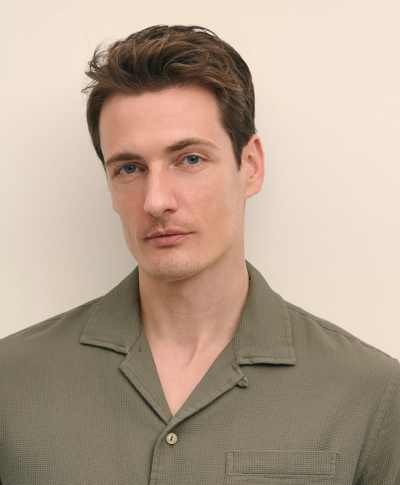 Cotton Camp Collar, Waffle Weave Short-Sleeve Shirt, image 3
