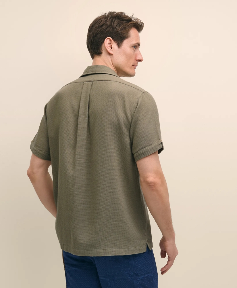 Cotton Camp Collar, Waffle Weave Short-Sleeve Shirt, image 4