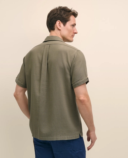 Cotton Camp Collar, Waffle Weave Short-Sleeve Shirt, image 4
