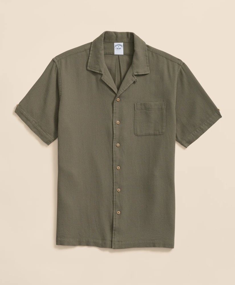 Cotton Camp Collar, Waffle Weave Short-Sleeve Shirt, image 5