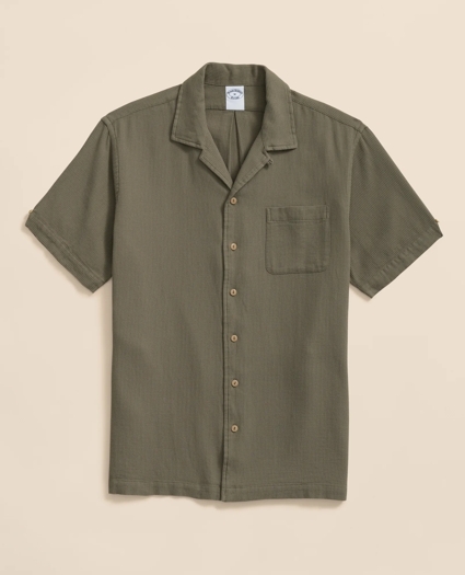 Cotton Camp Collar, Waffle Weave Short-Sleeve Shirt, image 5